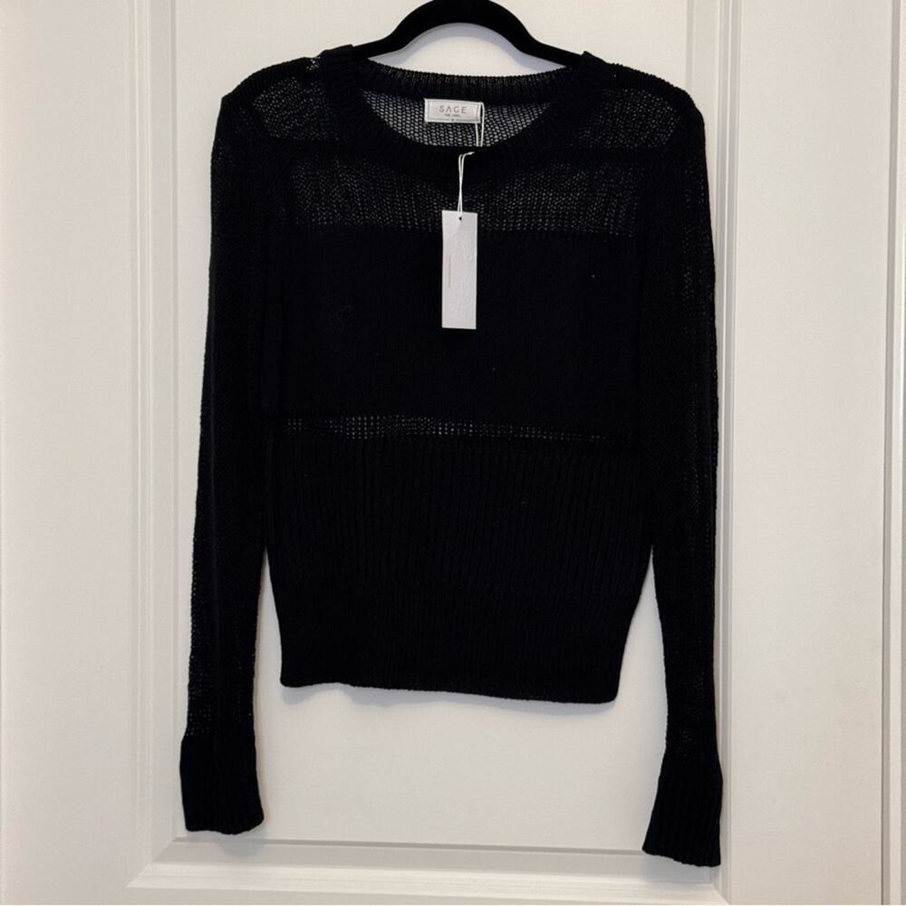 Sage black wide knit Top